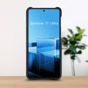 Кожаная накладка Stenk WoodBacker для ASUS ZenFone 11 Ultra Чёрная