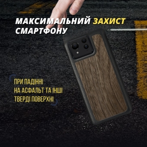 Кожаная накладка Stenk WoodBacker для ASUS ZenFone 11 Ultra Чёрная