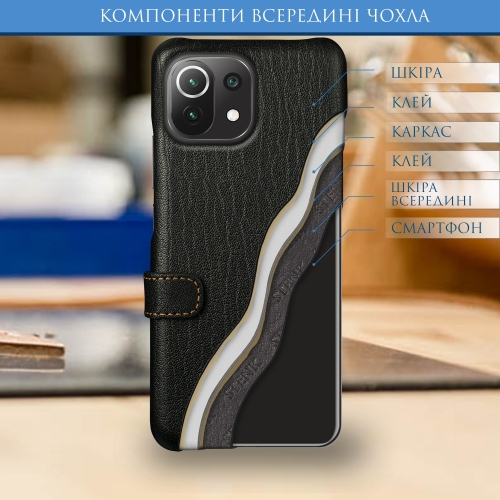 чехол-книжка на Xiaomi 11 Lite 5G NE Черный Stenk Premium фото 5