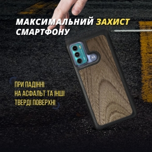 Шкіряна накладка Stenk WoodBacker для Motorola Moto G60 Чорна