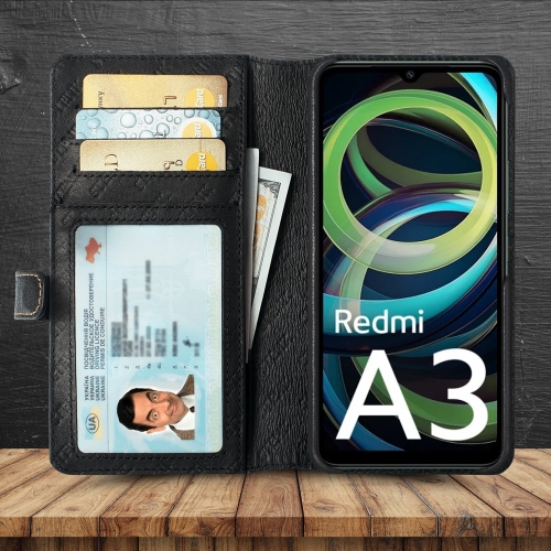 чехол-кошелек на Xiaomi Redmi A3 Черный Stenk Premium Wallet фото 2