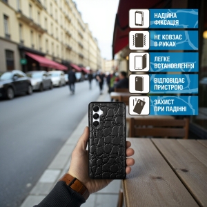Шкіряна накладка Stenk Reptile Cover для Samsung Galaxy A16 5G Чорний