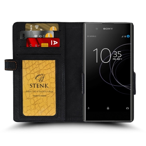 чохол-книжка на Sony Xperia XA1 Plus Чорний Stenk Wallet фото 2