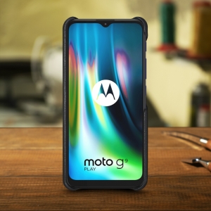 Шкіряна накладка Stenk WoodBacker для Motorola G9 Play Чорна