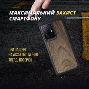 Шкіряна накладка Stenk WoodBacker для Xiaomi 11T Pro Чорна