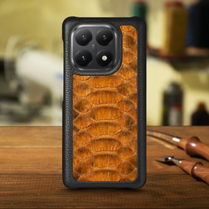Кожаная накладка Stenk ExBacker Python Scales для Xiaomi 15T Коричневый