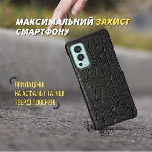 Шкіряна накладка Stenk Reptile Cover для OnePlus Nord 2 5G Чорна