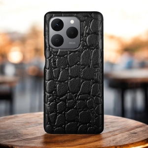 Кожаная накладка Stenk Reptile Cover для Realme 15T Чёрная