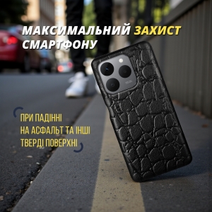Кожаная накладка Stenk Reptile Cover для Realme 15T Чёрная