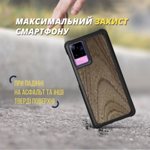 Шкіряна накладка Stenk WoodBacker для Vivo V21e 4G Чорна