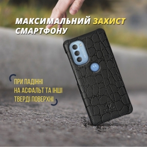 Шкіряна накладка Stenk Reptile Cover для Motorola Moto G51 5G Чорна