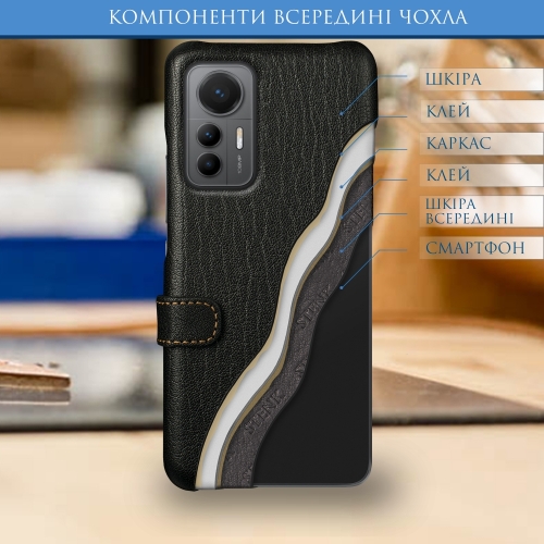 чехол-книжка на Xiaomi 12 Lite Черный Stenk Premium фото 5
