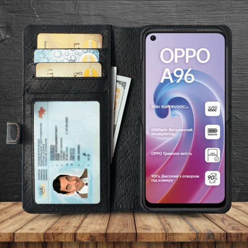 чехол-кошелек на OPPO A96 Черный Stenk Premium Wallet фото 2