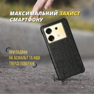 Кожаная накладка Stenk Reptile Cover для Infinix Zero 30 Чёрная