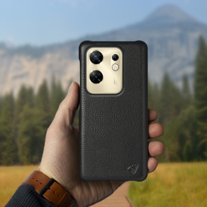 Кожаная накладка Stenk Cover для Infinix Zero 30 4G Чёрная