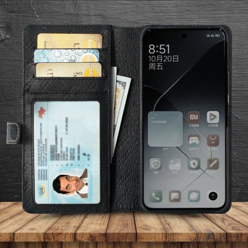 чехол-кошелек на Xiaomi 14 Pro Черный Stenk Premium Wallet фото 2