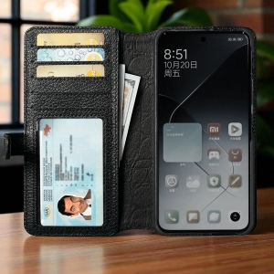 Чехол-портмоне Stenk Premium Wallet для Xiaomi 14 Pro Чёрный