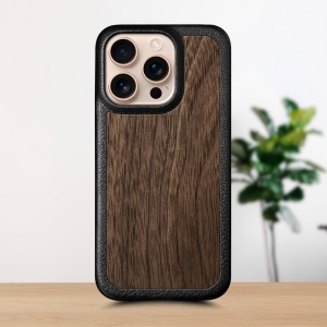 Шкіряна накладка Stenk WoodBacker для Apple iPhone 16 Pro Max Чорний