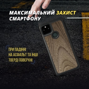 Кожаная накладка Stenk WoodBacker для Google Pixel 5a 5G Чёрная