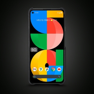 Кожаная накладка Stenk WoodBacker для Google Pixel 5a 5G Чёрная