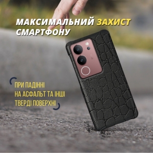 Шкіряна накладка Stenk Reptile Cover для Vivo V29 Чорна