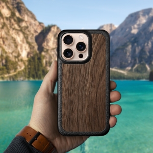 Шкіряна накладка Stenk WoodBacker для Apple iPhone 16 Pro Чорний