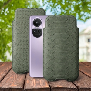 Футляр Stenk Sportage Python для OPPO Reno10 Pro Оливковый