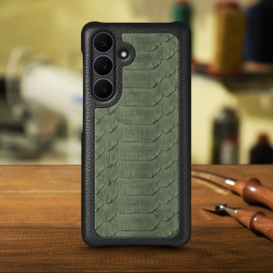 Шкіряна накладка Stenk ExBacker Python Scales Samsung Galaxy S25 FE Оливковий