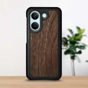 Кожаная накладка Stenk WoodBacker для Xiaomi Poco X8 Pro Черный