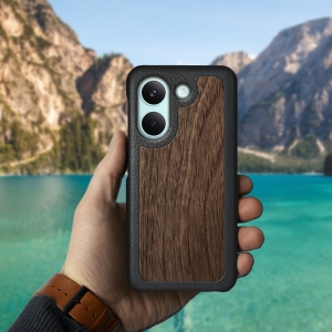 Кожаная накладка Stenk WoodBacker для Xiaomi Poco X8 Pro Черный