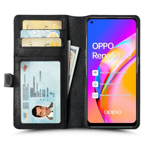 чехол-кошелек на OPPO Reno5 Lite Черный Stenk Premium Wallet фото 2