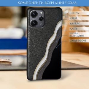 Кожаная накладка Stenk Cover для Xiaomi Redmi 12 Чёрная