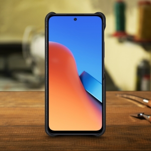 Кожаная накладка Stenk Cover для Xiaomi Redmi 12 Чёрная