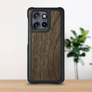 Шкіряна накладка Stenk WoodBacker для Motorola Edge 50 Neo Чорний