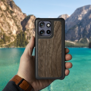 Шкіряна накладка Stenk WoodBacker для Motorola Edge 50 Neo Чорний