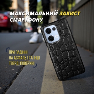Шкіряна накладка Stenk Reptile Cover для OPPO Reno13 Чорний