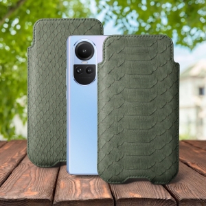 Футляр Stenk Sportage Python для OPPO Reno10 Оливковый