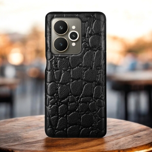 Кожаная накладка Stenk Reptile Cover для Realme 15 Чёрная