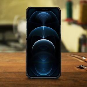 Шкіряна накладка Stenk WoodBacker для Apple iPhone 12 Pro Max Чорна