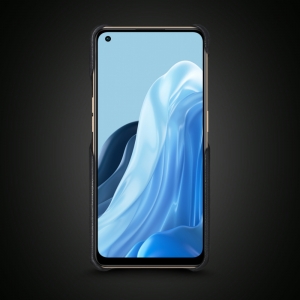 Кожаная накладка Stenk WoodBacker для OPPO Reno7 Чёрная