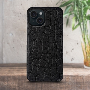 Шкіряна накладка Stenk Reptile Cover для Apple iPhone 15 Чорна