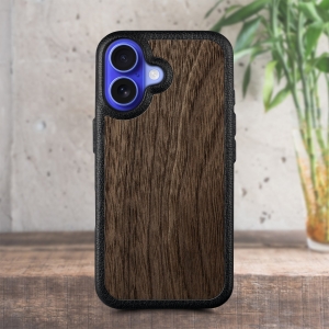Кожаная накладка Stenk WoodBacker для Apple iPhone 16 Черный