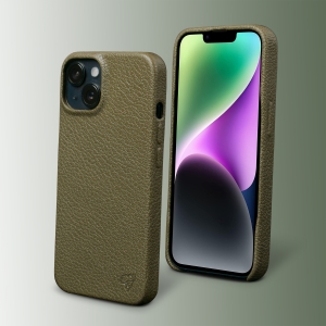Кожаная накладка Stenk Cover для Apple iPhone 14 Хаки