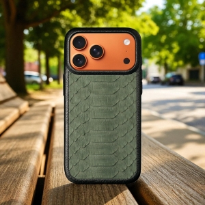 Шкіряна накладка Stenk ExBacker Python Scales Apple iPhone 17 Pro Max Оливковий