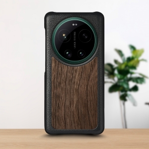 Кожаная накладка Stenk WoodBacker для Xiaomi 17 Ultra Черный