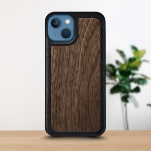 Шкіряна накладка Stenk WoodBacker для Apple iPhone 13 mini Чорна