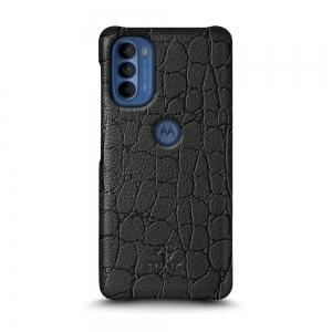 Кожаная накладка Stenk Reptile Cover для Motorola Moto G41 Чёрная