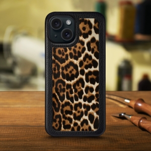 Шкіряна накладка Stenk ExBacker для Apple iPhone 15 Леопард поні