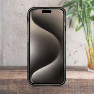 Шкіряна накладка Stenk Reptile Cover для Apple iPhone 15 Pro Чорна