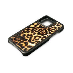 Кожаная накладка Stenk ExBacker для Apple iPhone 15 Plus Леопард пони